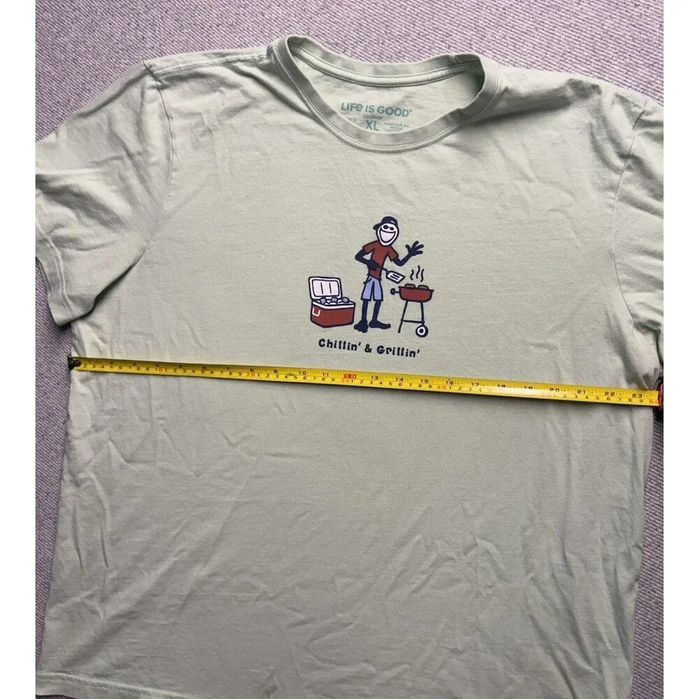 Life is Good Men’s XL Light Green BBQ Graphic Shirt 
